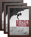 KTKDE KTKDE18x24 Poster Frame 3 Pack, 24 x 18 Picture Frames Wooden with Polished Plexiglass,Horizontal or Vertical Wall Mounting Hanging Large Studio Gallery Photo Frames Wall Art