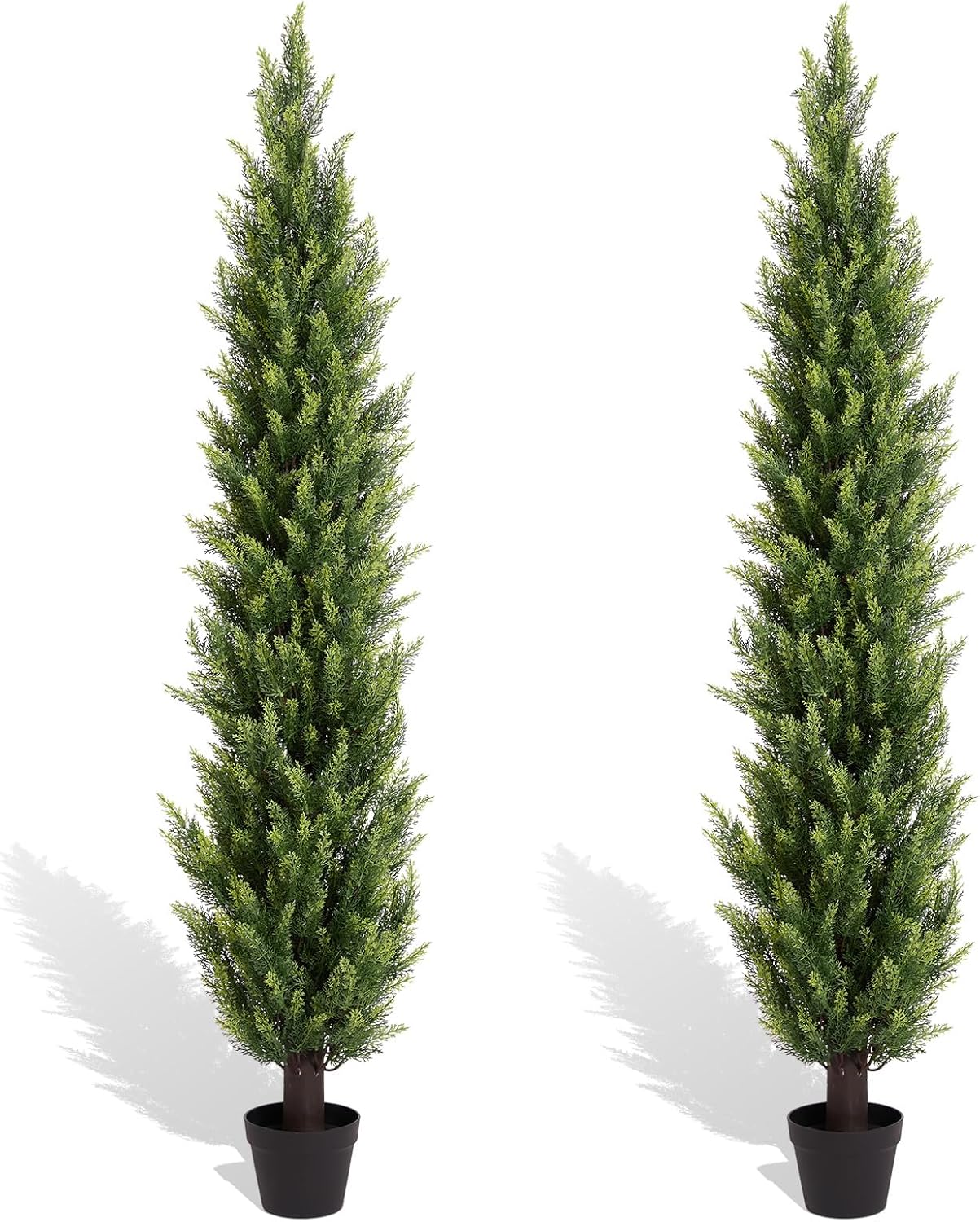 6FT Artificial Cedar Christmas Topiary Trees Set of 2 - Realistic Faux Pine Shrubs UV Resistant for Outdoor Planter Decor, 6 Feet Potted Fake Cypress Plants for Porch Front Door Patio UV Rated