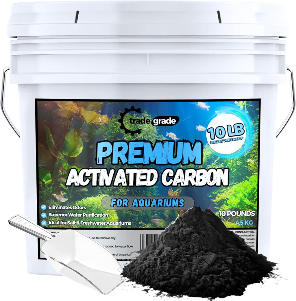 TradeGrade Activated Carbon Aquarium – 10lb Bucket Granulated Activated Charcoal for Fish Tank & Water Purification – High-Performance Aquarium Charcoal Filter Media for Crystal Clear Water