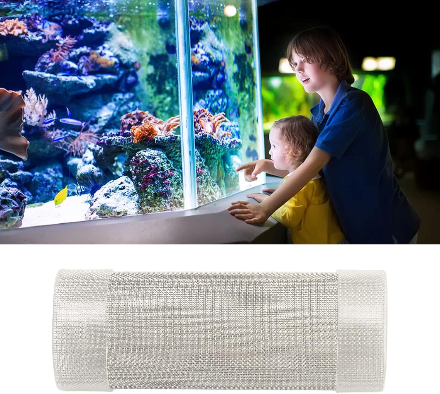 Tnfeeon Stainless Steel Mesh Inflow Aquarium Filter Guard Intake Cover for Shrimp and Fish Aquarium Intake Filter Mesh Cover Fish Mesh Net Strainer Tube Filter Accessory (M)