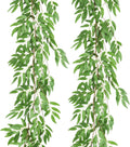 RECUTMS Artificial Willow Leaves Garland 2 Pcs Fake Hanging Vines Plants Artificial Silk Ivy Greenery 6.5 Ft Faux Evergreen Wreaths for Wedding Indoor Outdoor Garden Party Table Decor (Light Green)