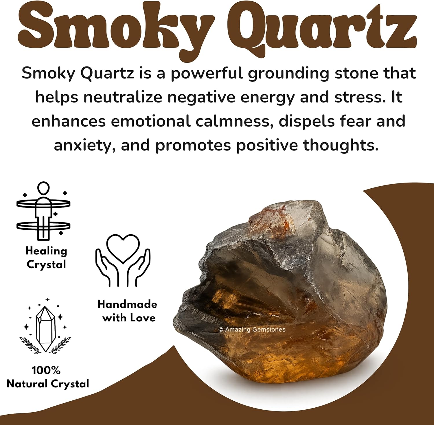 Amazing Gemstone 2 Pieces Smoky Quartz Raw Crystals and Healing Stones, Natural Rocks for Tumbling and DIY Raw Stones and Crystals
