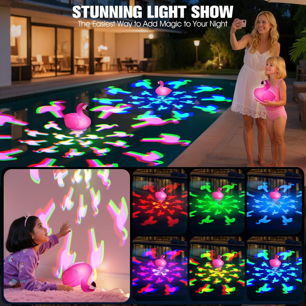 Floating Pool Lights,Upgraded Flamingo Pool Lights that Float,Rechargeable LED Floating Lights for Inground Above Ground Pools,IP68 Waterproof Pool Lighting with Remote,Lights for Hot Tub,Party,1 PACK