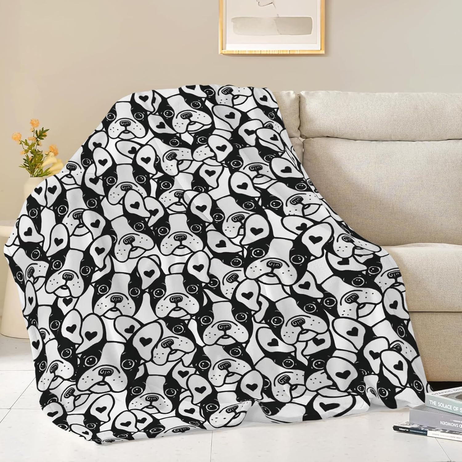 Boston Terrier Throw Blanket French Bulldog Frenchie Puppy Stuff Gifts for Dog Lover Kids Girls Boys Adults Women Men Soft Cozy Warm Plush Fluffy Fuzzy Fleece Blanket Decor 60''X80''