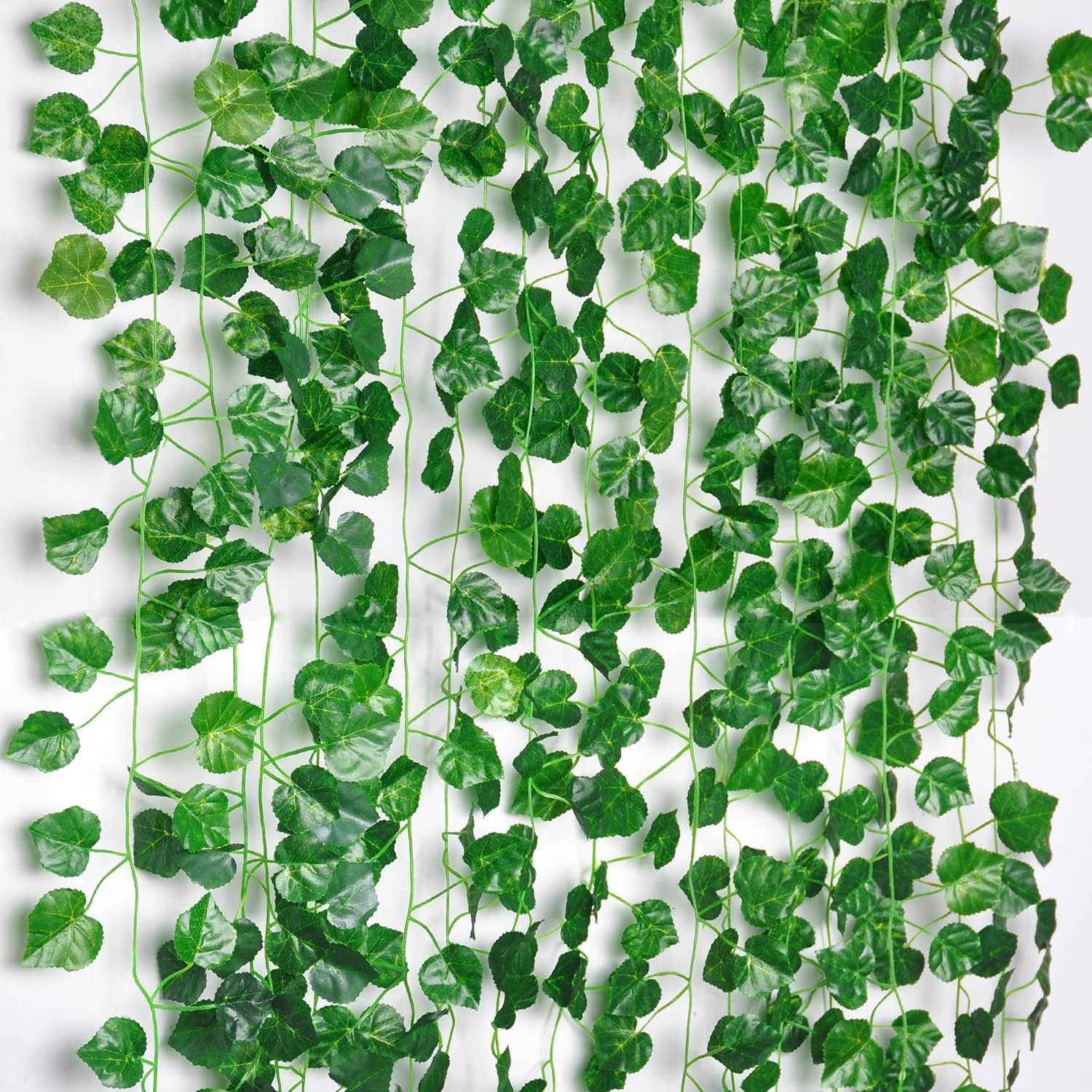 Naidiler 12 Pcs Green Garland Greenery Vines for Wedding Decorations, Rustic Theme Jungle Forest and Boho Shower Party Decorations, Hanging Leaf Garlands for Outdoor Garden Party Décor