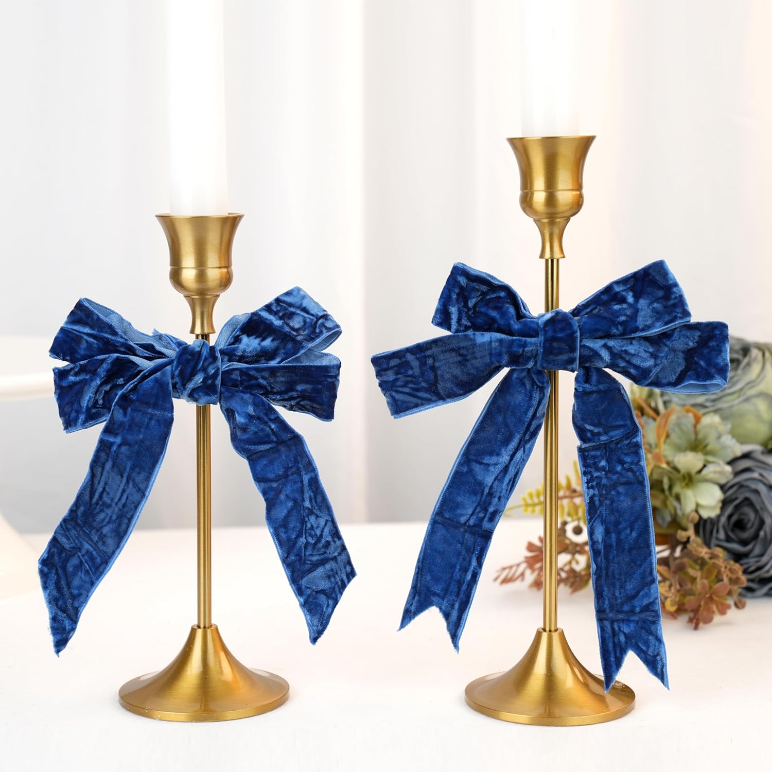 MAYREEL 1 Inch Blue Crushed Velvet Ribbon Navy Blue Vintage for Flower Bouquets Wedding Invitations Crafts Gift Wrapping Party Favor Boxes 10 Yards