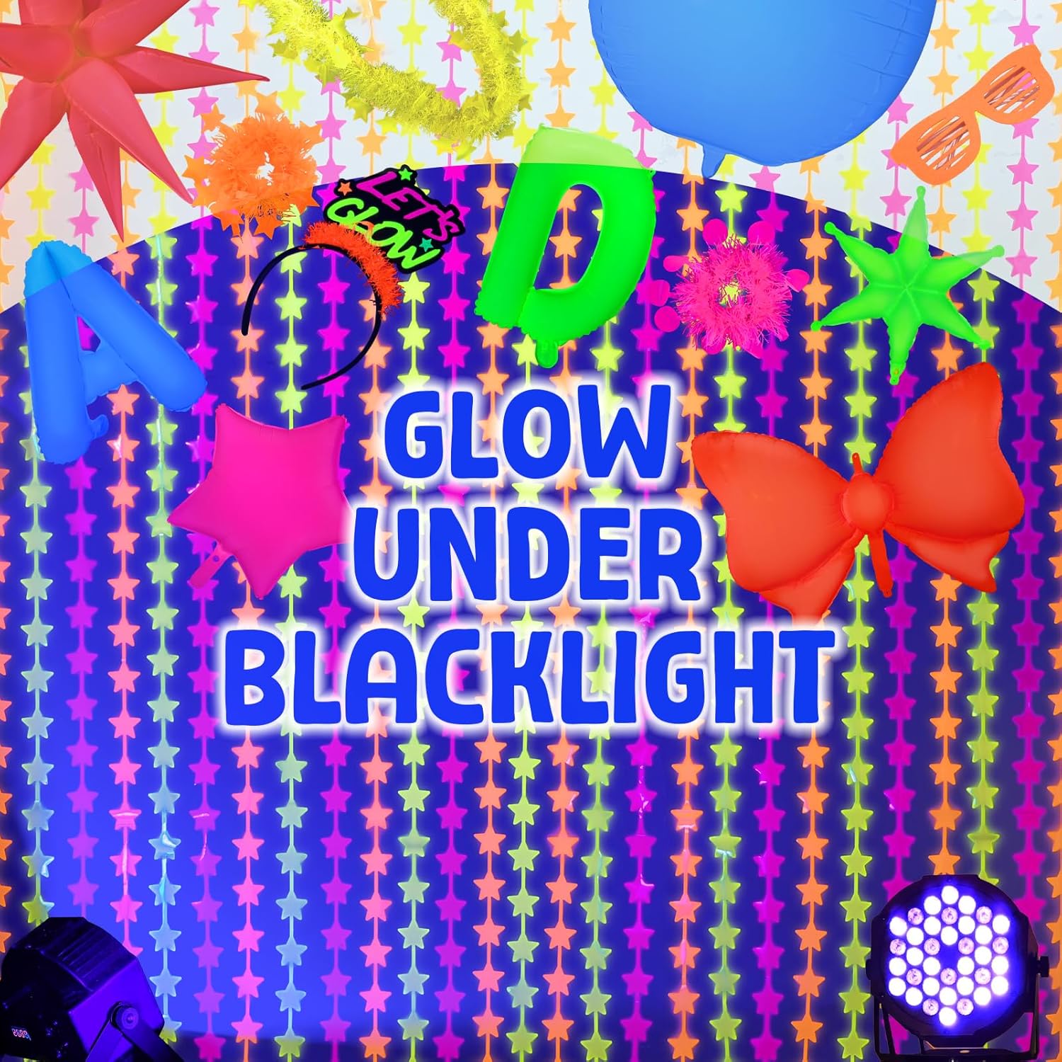 Mega-L Neon Halloween Party Decorations, 26ft Fluorescent Orange Pumpkin Garland Banner Glow in the Dark Party Supplies Cute Hanging Ceiling Decors for Birthday Home Wall Fence Porch Black Light Party