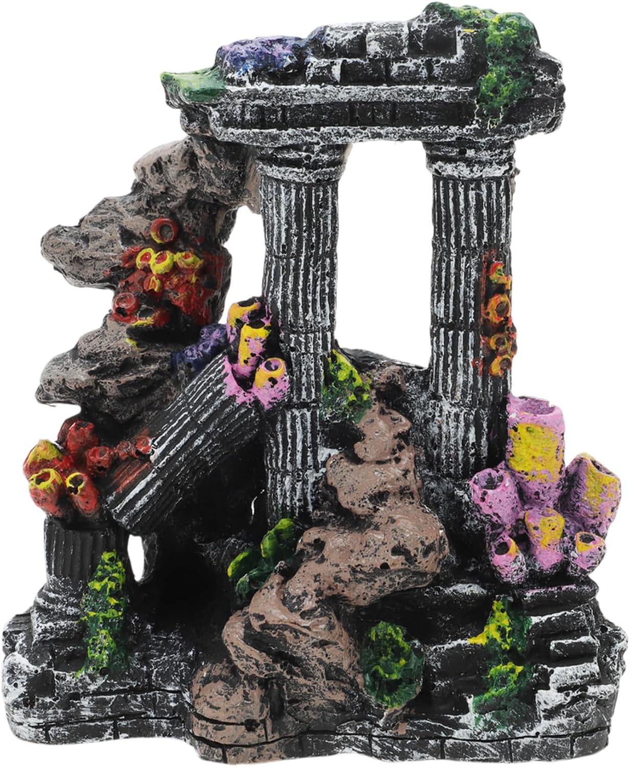 Fish Tank Decorations, Roman Column Decoration, Aquarium Decorations, Enhances Underwater Aesthetic for Fish, Black Gray