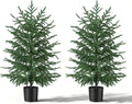 3FT Artificial Norfolk Pine Tree, 2pc Artificial Christmas Tree Faux Potted Plants for Front Porch Christmas Indoor Outdoor Decor