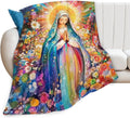 Virgin Mary Blanket Catholic Christian Throw Blankets Religious Gifts for Women Men Faith Prayer Soft Cozy Fleece Plush for Couch Sofa Bed 80"x60"