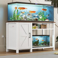 55-75 Gallon Fish Tank Stand with Power Outlet & Adjustable Shelf, Heavy Duty Aquarium Stand with Cabinet Storage for Fish Tank, Turtle Tank, Reptile Terrarium, 1000LBS Capacity, White