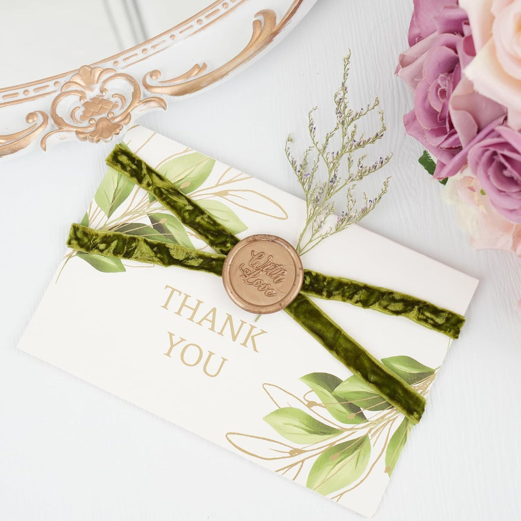 MAYREEL 3/8 Inch Moss Green Crushed Velvet Ribbon Olive Green Vintage for Flower Bouquet Gift Wrapping Wedding Invitations Crafts Christmas Decorations Party 25 Yards