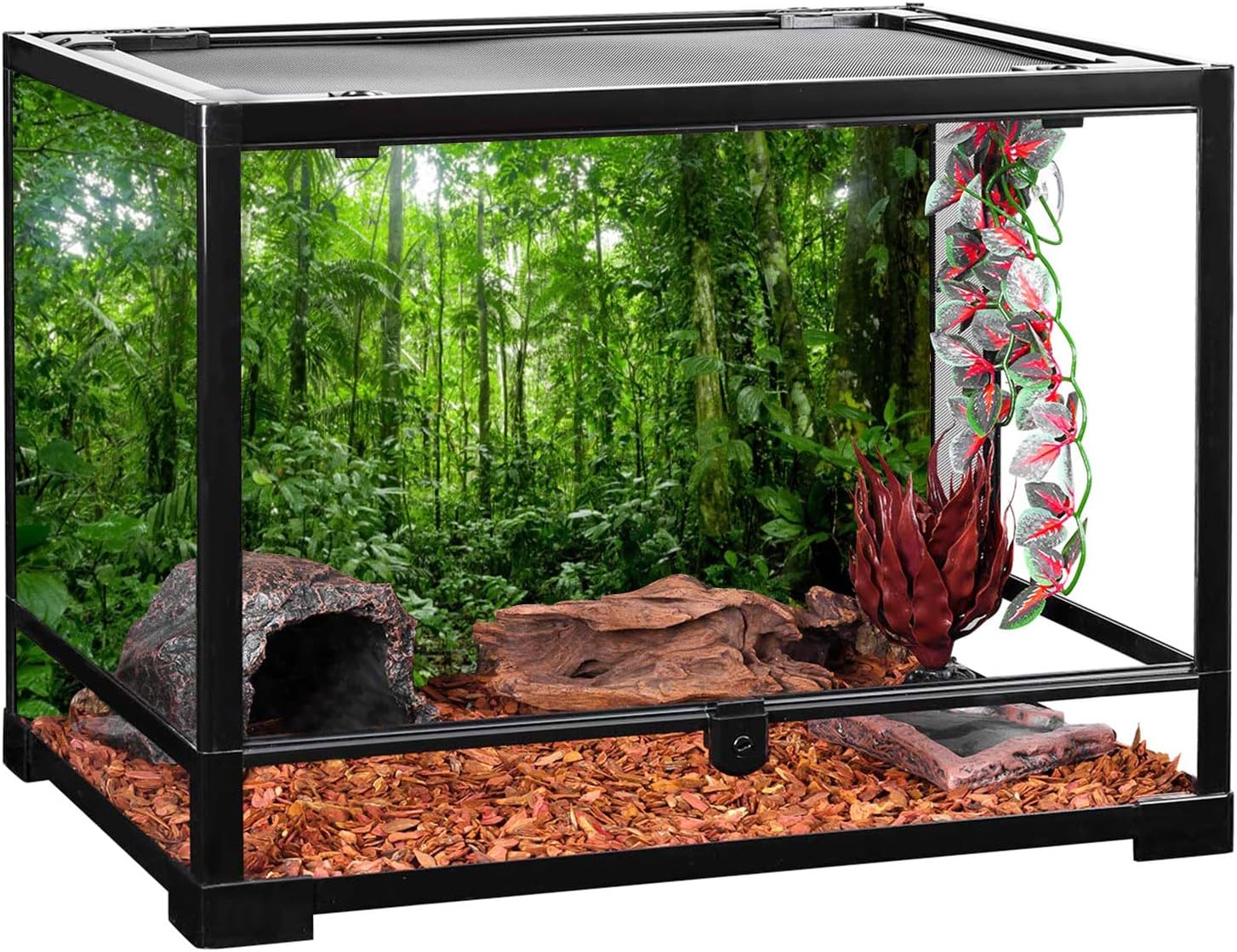 AWERT 36x18 inches Terrarium Background Tropical Aquarium Background Green Huge Tree Rainforest Reptile Habitat Background