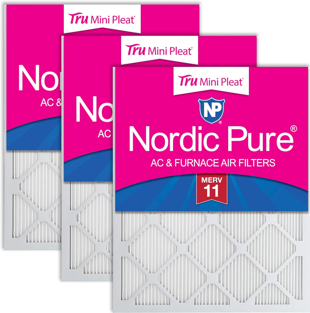 Nordic Pure 20x25x1 (19 1/2 x 24 1/2 x 3/4) Tru Mini Pleat MERV 11 AC Furnace Air Filters 3 Pack