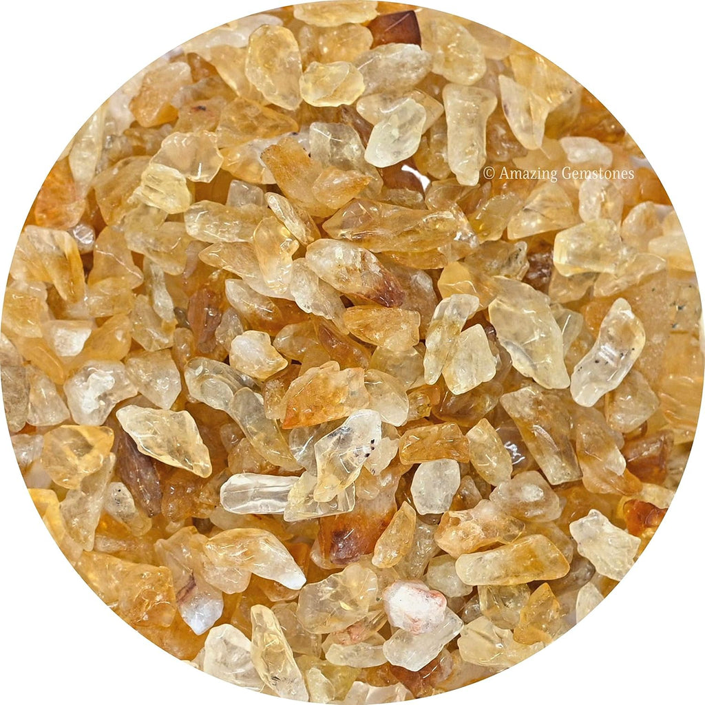 Amazing Gemstone Citrine Crystal Chips Aquarium Gravel Rocks - Bulk Fish Tank Gravel, Small Tumbled Stone Chips and Tiny Crystals for Decoration (Natural AAA Grade Gemstones)
