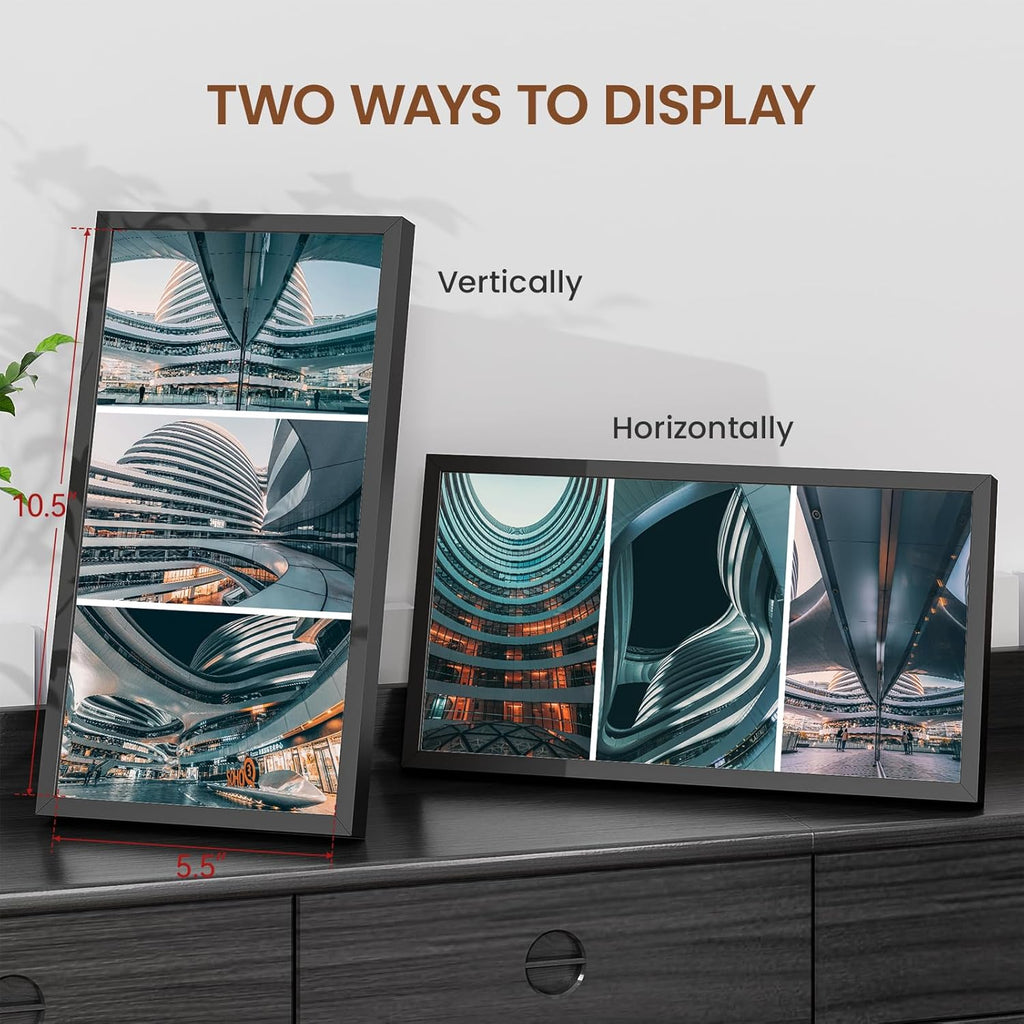 Heimlove 6x11 Metal Picture Frame,Black Aluminum Photo Frames-Real Tempered Glass,Tabletop Display,Mounting Horizontally or Vertically Decor for Wall-3 Pack
