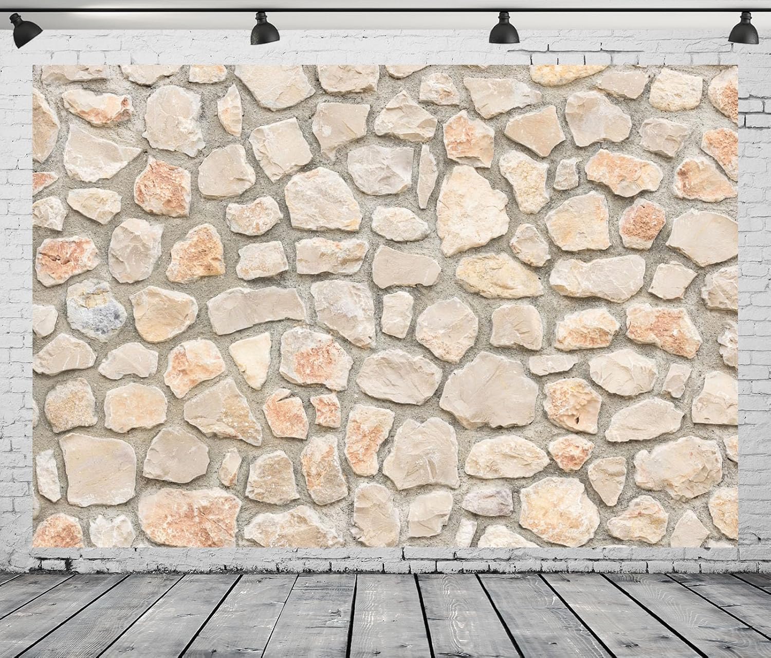 12x8ft Fabric Stone Brick Wall Backdrop Natural Rock Wall Textured Photography Background Wallpaper Birthday Wedding Party Decor Newborn Baby Kids Adults Portrait Photoshoot Photo Studio Props