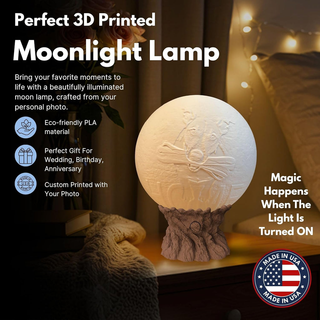Personalized Pet Moon Lamp with Custom Photo & Text - Custom Pet Memorial Gift - Sympathy Gifts for Loss of Beloved Dog - Cat Night Light - Dog Loss Gift - Cat Memorial Lamp
