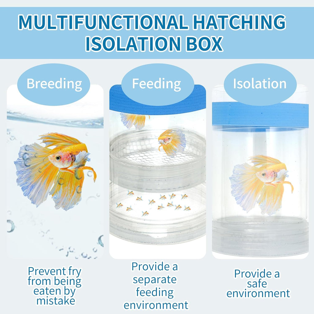 Suspensions Breeder Box, Floating Mesh Isolation Fish Tank Separator Set, Ideal for Aquatic Pets, Small, Blue, 1 Set