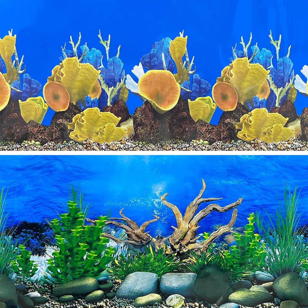 Aquarium Background Seabed Coral Rock Water Plants Fish Tank Backdrop 10 20 Gallon Fish Tank Background for Aquarium