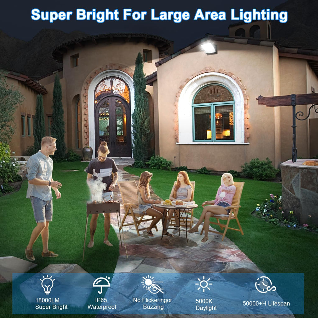 ledmo 150W LED Flood Light Outdoor, 18000LM 5000K Super Bright Dusk to Dawn Photocell LED Wall Pack, 360 ° Adjustable IP65 Commercial Exterior Wall Large Area Lighting Hardwired