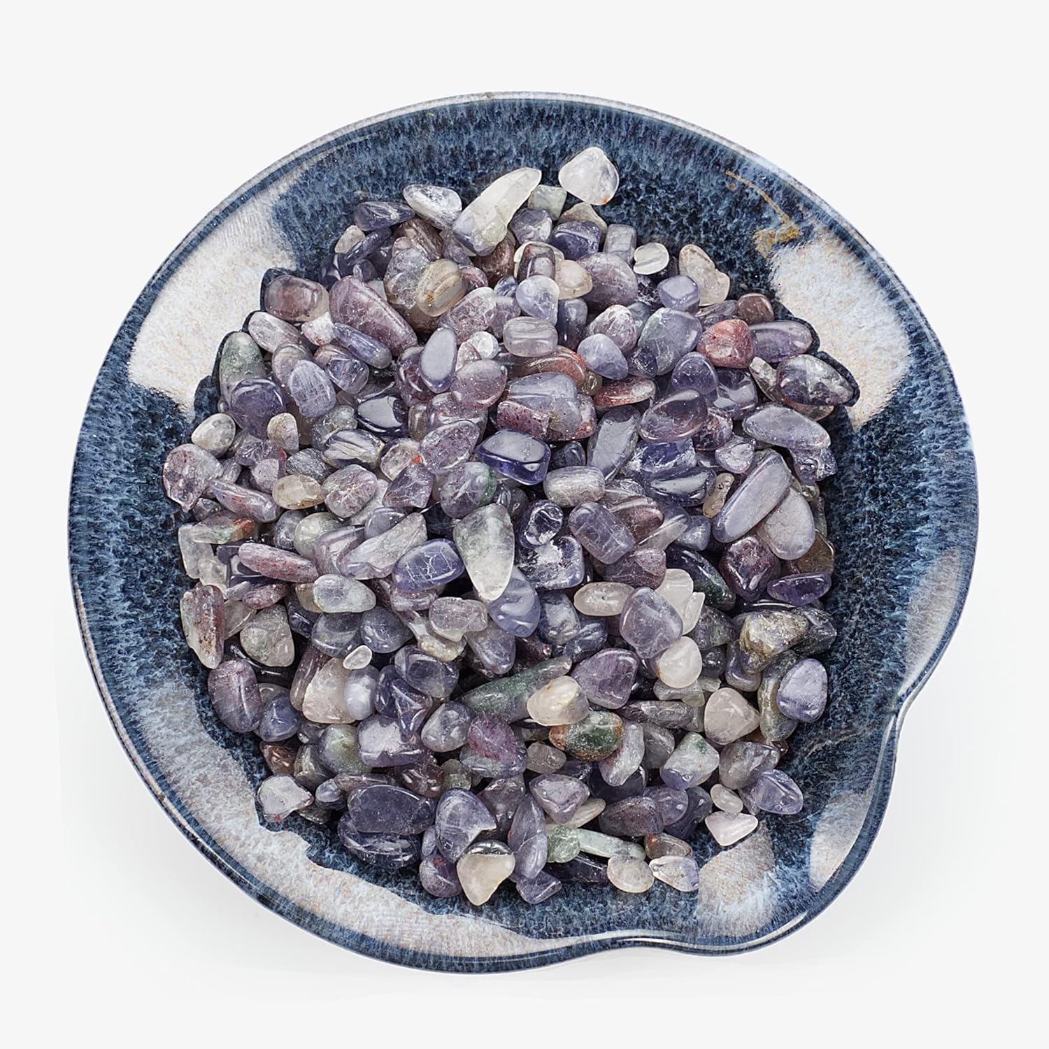 Cherry Tree Collection 1/2 Pound Polished Tumbled Gemstone Chips, Pebbles, Crystal Chips Bulk for Jewelry Making, Healing, Plants, Succulents, Aquariums, Decoration, Chakra (Iolite)