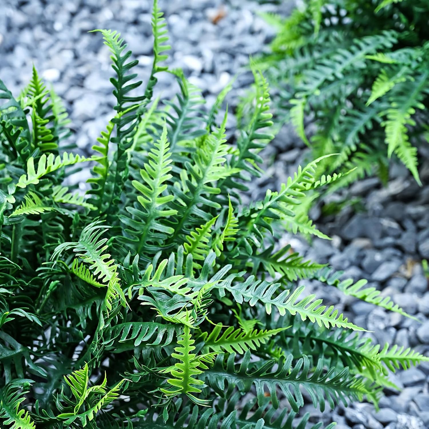 UV-Resistant Artificial Plants Faux Ferns – Certified Fade-Proof Outdoor Decor – Realistic Green Leaves Fake Greenery for Patio, Planters Front Porch Garden, and Landscaping 16 Bundles