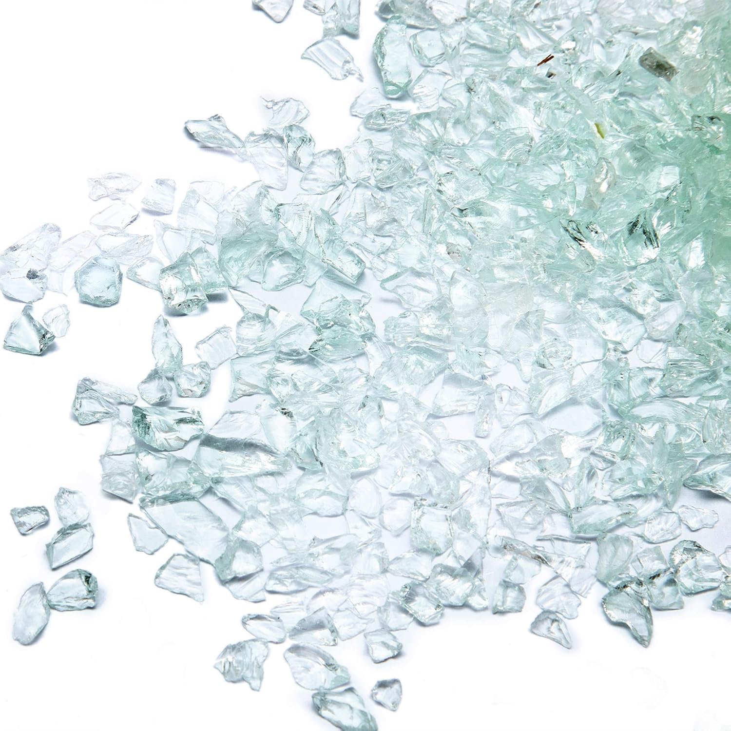 TWINKLING High Luster Fire Glass Gravel Stone Glitter,Broken Glass,Fire Gems Chips,Crushed Glass for Fire Pit Crafts Resin Art Aquarium Garden Decoration,3-6mm,1-Pound Jar (Aqua)