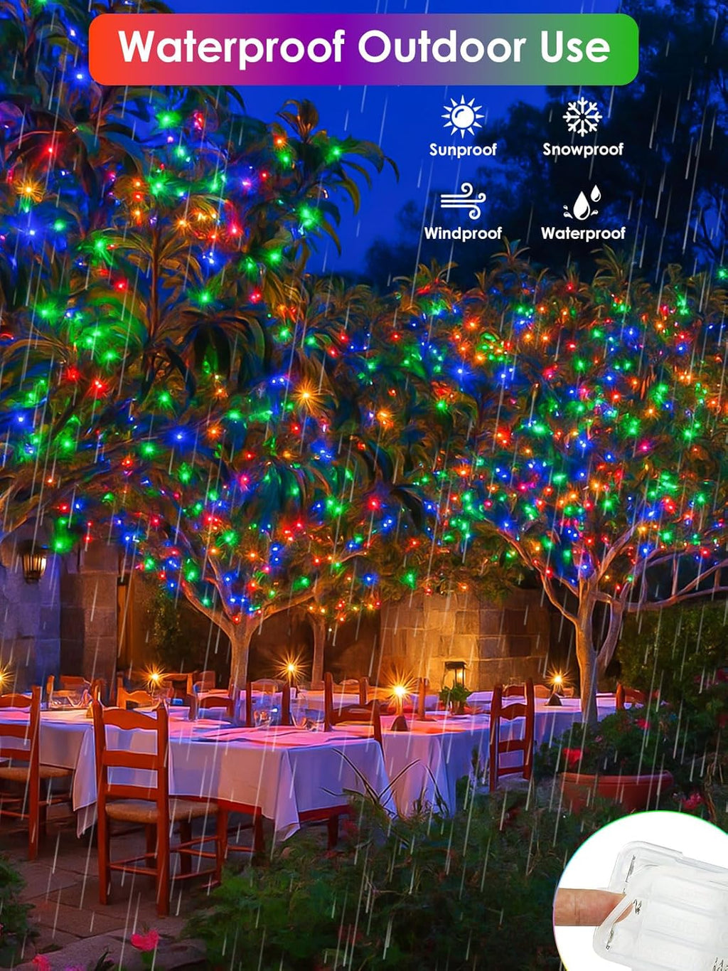 RGB Color Changing 33Ft 100LED Christmas Fairy Lights Battery Operated, Waterproof String Lights USB Powered with Timer for Indoor & Outdoor,18 Colors and Multicolor for Girl's Bedroom Christmas Decor