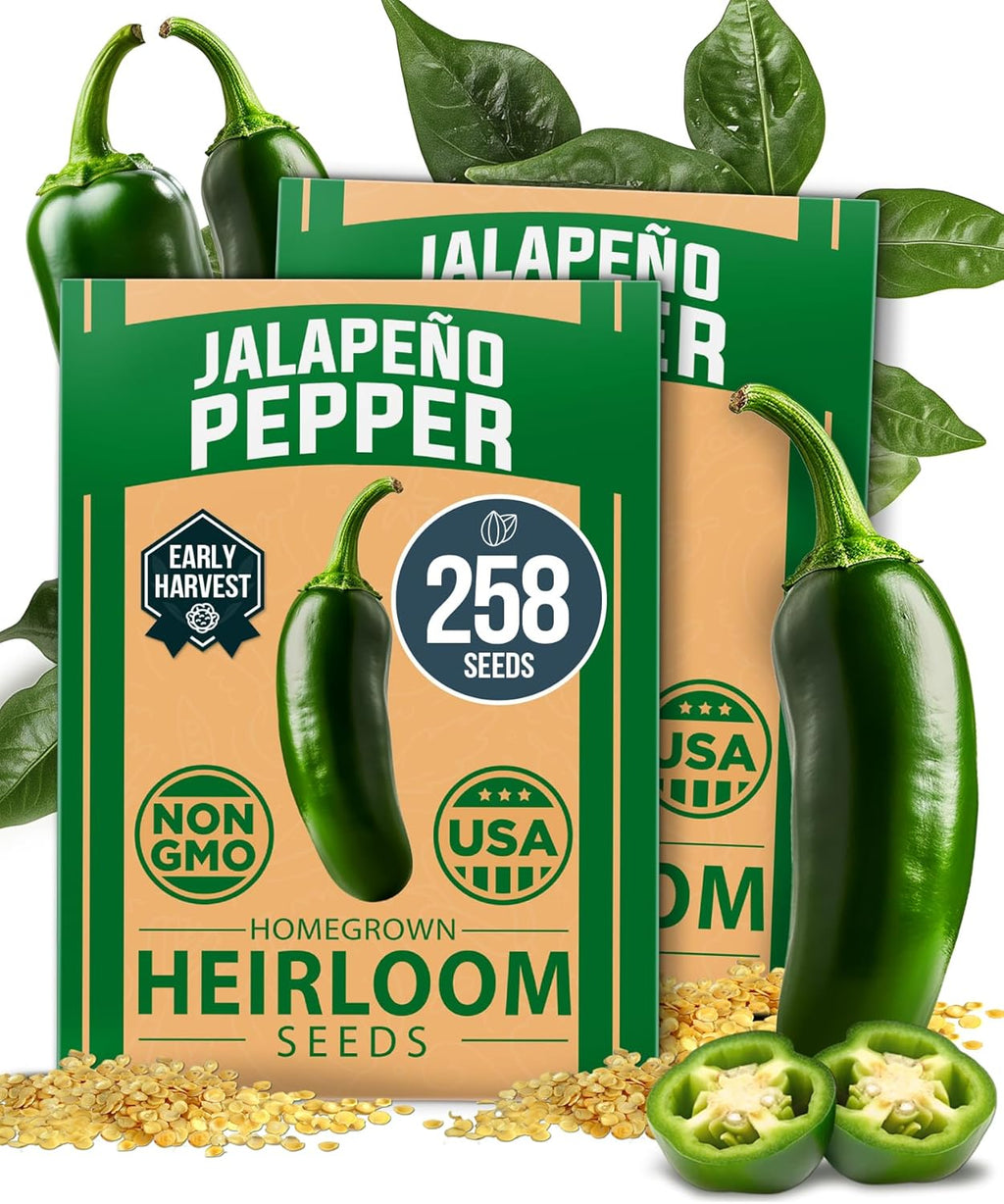 HOME GROWN Jalapeno Pepper Seeds – 258 Heirloom Seeds (Capsicum annuum) – High Germination, Easy to Grow, Early Harvest Hot Peppers