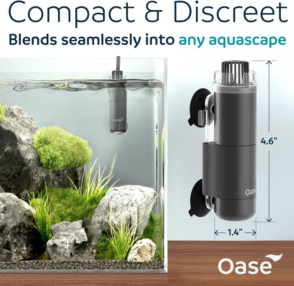 OASE CrystalSkim 350 Surface Skimmer for Freshwater and Marine Aquariums – Compact Internal Filter for Film Oil and Debris Removal, Quiet, Adjustable Flow, Shrimp-Safe, for Tanks up to 92 Gal / 350 L