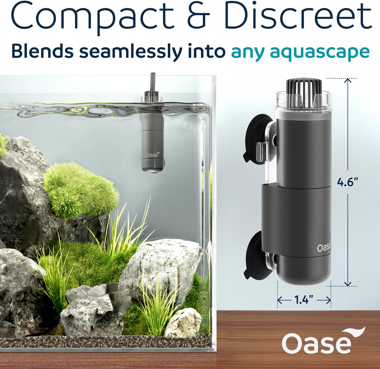 OASE CrystalSkim 350 Surface Skimmer for Freshwater and Marine Aquariums – Compact Internal Filter for Film Oil and Debris Removal, Quiet, Adjustable Flow, Shrimp-Safe, for Tanks up to 92 Gal / 350 L