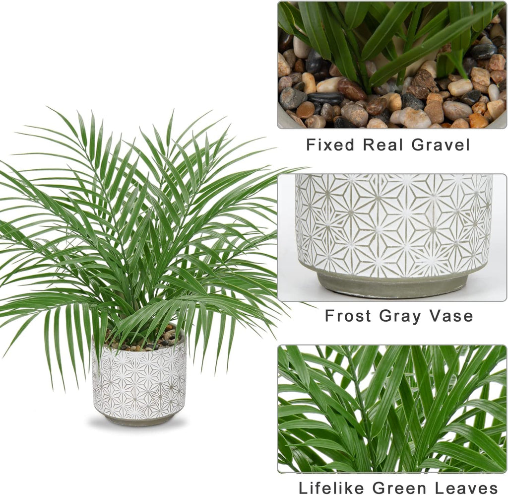 Hollyone Large Artificial Potted Plants Fake Palm Plants 16" Faux Tropical Palm Plant Tree in Ceramic Pots Bohemian for Home Room Office House Indoor Decoration