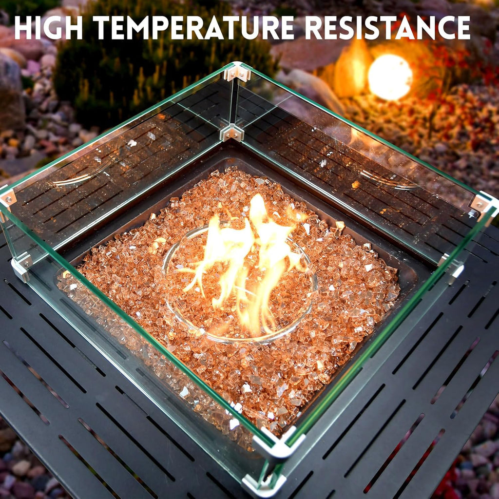 GasSaf 1/4 Inch Fire Glass Reflective Tempered Fireglass Cut Crushed FireGlass for Fire Pit, Fireplace, Replaces Existing Gas Logs & Lava Rocks (10 Pound)(Champagne Reflective)