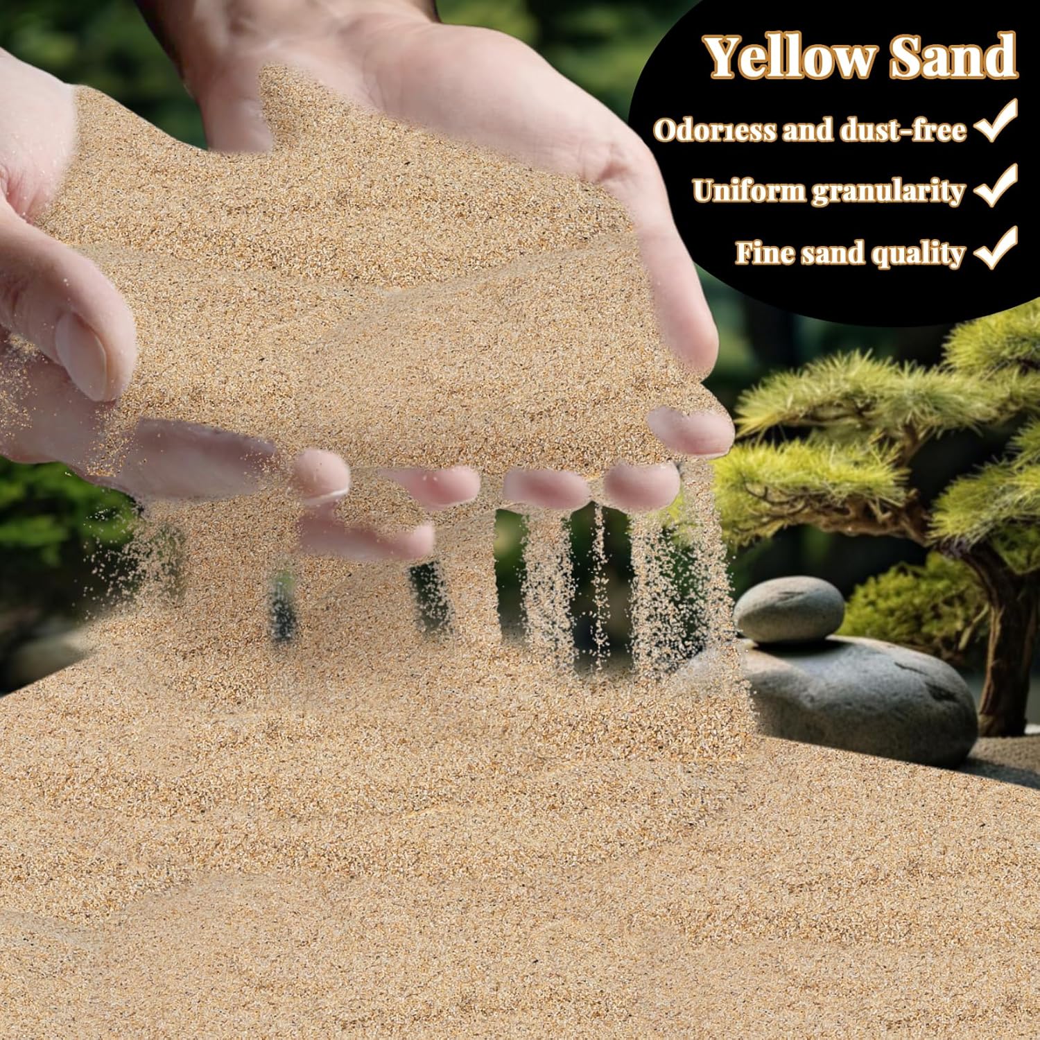 RAINFLOW 15 OZ Fine Yellow Sand for Crafts - Colored Quartz Zen Garden Sand Decorative for Vases Filler, Wedding Unity Ceremony, Incense Burner, Ritual Incense,Wishing Bottle
