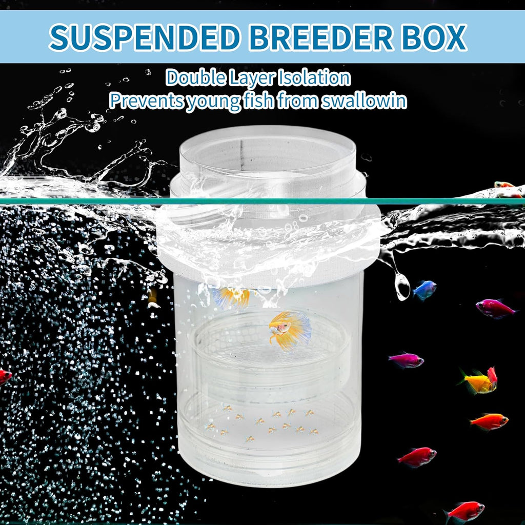 Suspensions Breeder Box, Floating Mesh Isolation Fish Tank Separator Set, Ideal for Aquatic Pets, Large, White, 1 Set