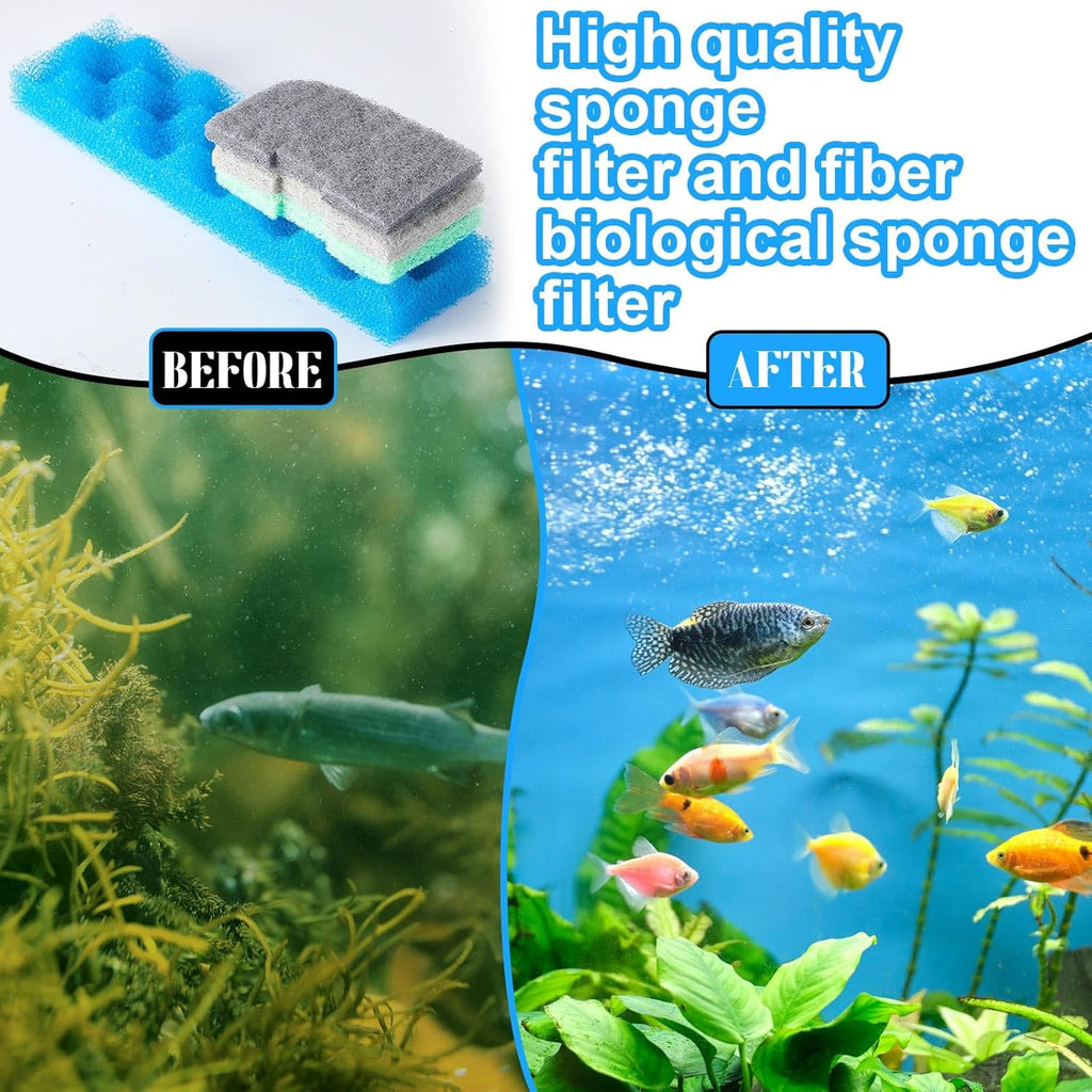 40 Pcs Replacement Filter Media Kit Compatible with Fluval 406/407, Aquarium Filters Set Including 4 Biological Foams, 36 Ammonia/Phosphate/Nitrite Remover