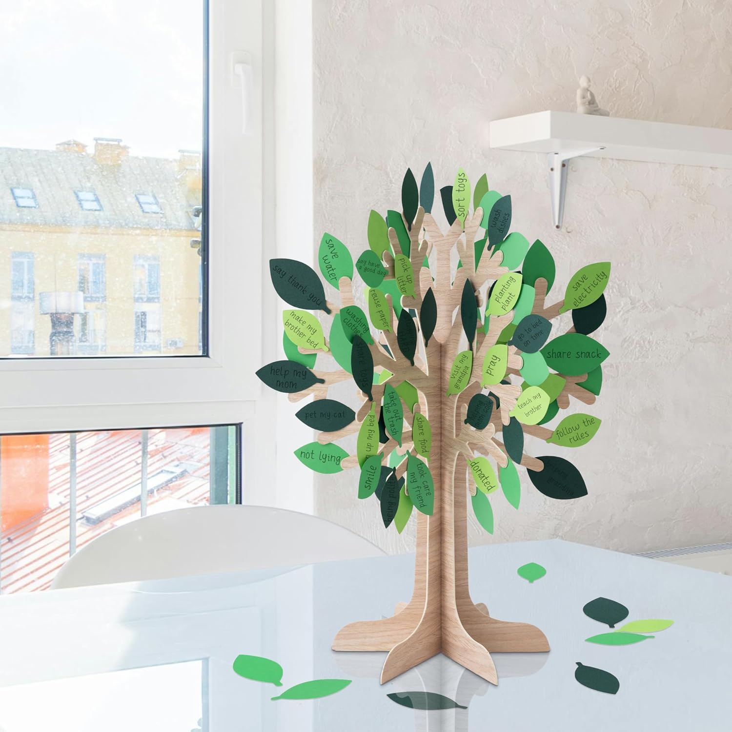 Cheerland Tree of Life Centerpiece 3D Table Decor Autumn Fall Thankful Tree for Thanksgiving Harvest Rustic Woodland Party Supplies Green Leaves Décor Arrangements Displays