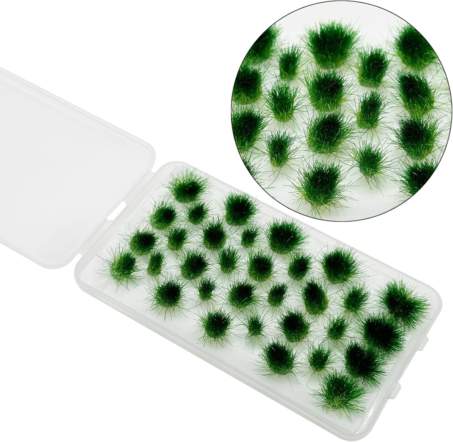 Cayway 64 PCS Static Grass Tuft Green Model Grass Tufts Railway Artificial Grass Miniature Grass Tuft Terrain Kit for DIY Model Railway Fairy Garden Diorama Scenery