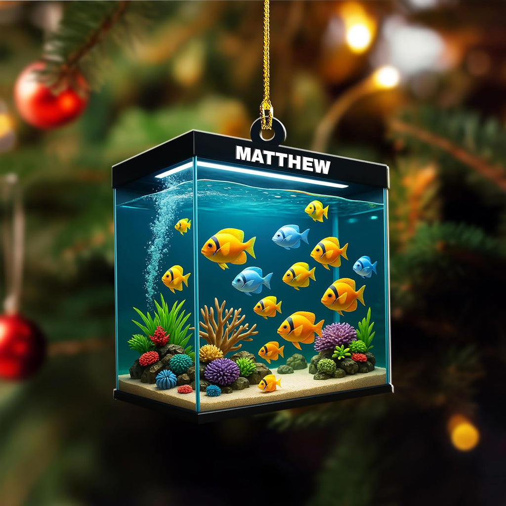 Personalized Aquarium Fish Tank Christmas Ornament 2025, Custom Name Clownfish Holiday Tree Decoration, Unique Keepsake Gift for Fish Lovers, Pet Owners, Kids, Aquarists (ON2)