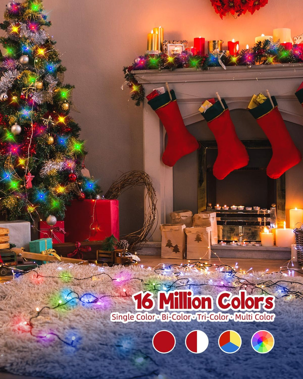 Minetom Color Changing Christmas Lights Outdoor, 265Ft 800 LED Smart RGB String Lights App Controlled, Dimmable Timer Twinkle Christmas Tree Light, Xmas Tree Light Plug in for Xmas Tree Party Decor