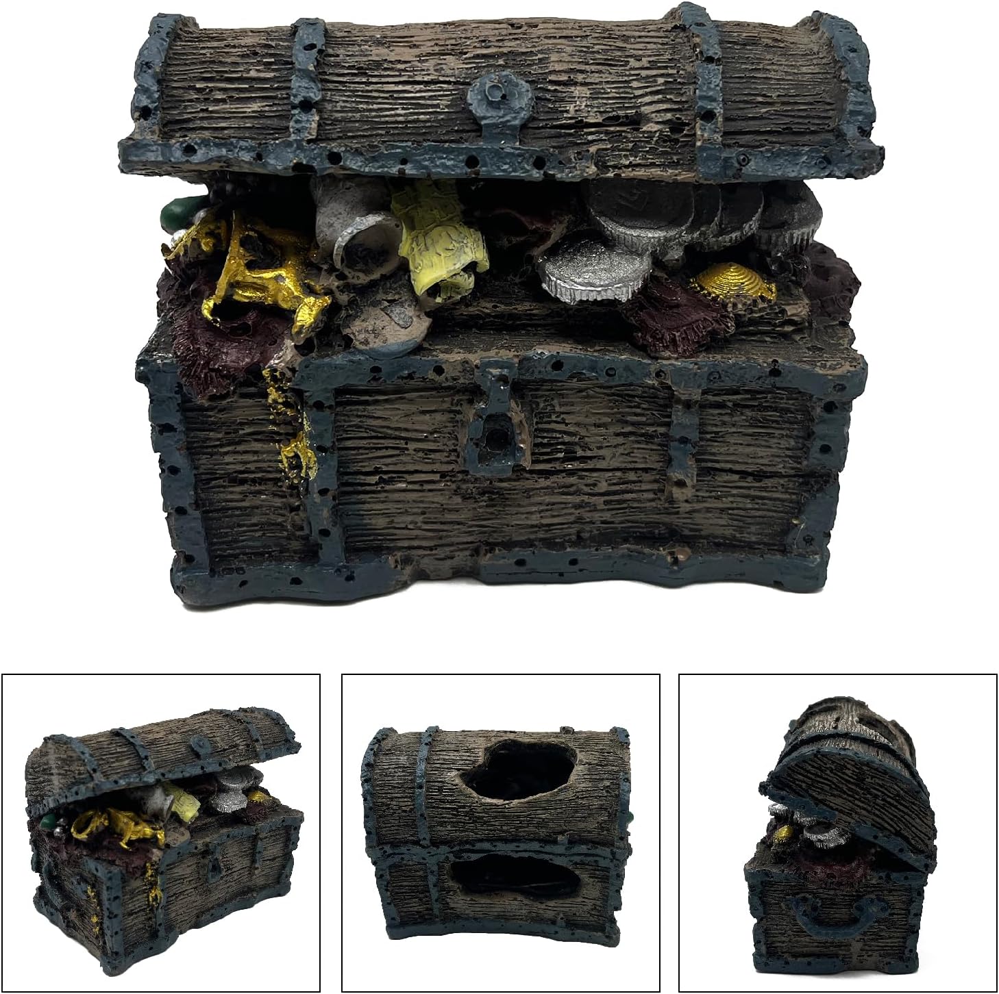 Mipukbay Fish Tank Decorations, Aquarium Decor Treasure Chest Aquarium Ornament for Small Tank