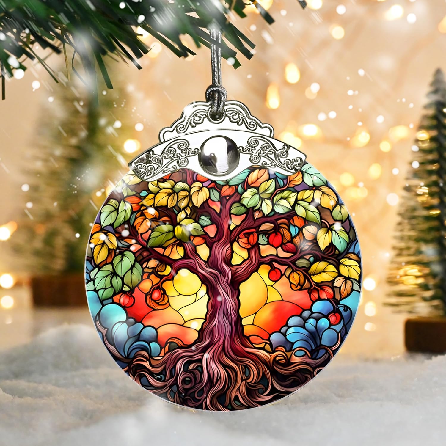Tree of Life Christmas Ornament, Stained Glass Decor, Gifts & Holiday Ideas