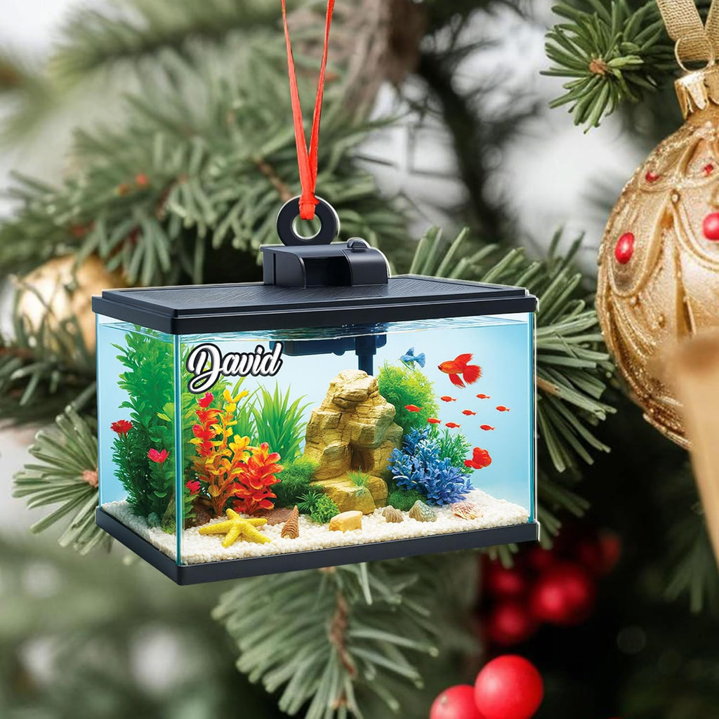 Personalized Aquarium Fish Tank Ornament, Fishes Christmas Ornament, Underwater Aquarium Ornament, Aquarium Decorations for Fish Tank, Gift for Ocean Lovers, Scuba Divers (FT3)
