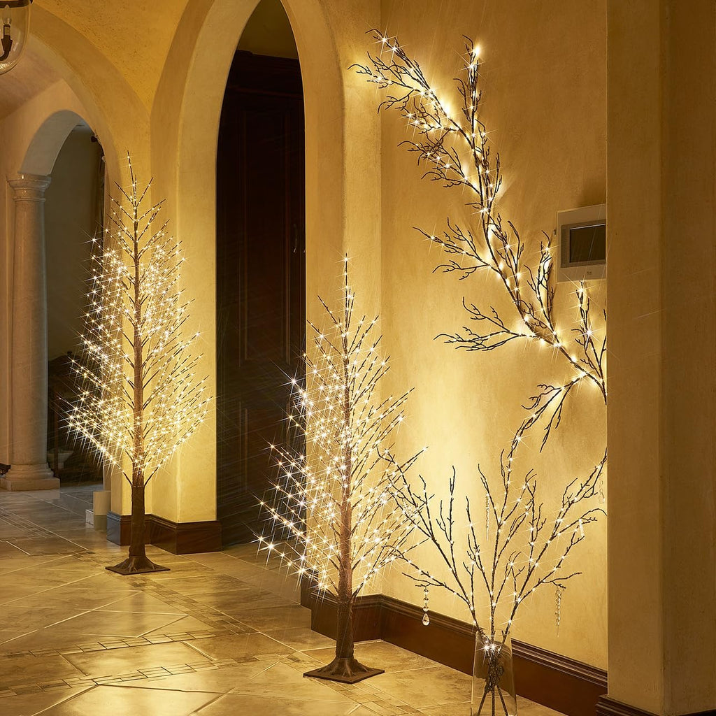 Fudios Brown Willow Garland Lights 6ft 120LED Artificial Lighted Garland Plug in for Christmas Decoration