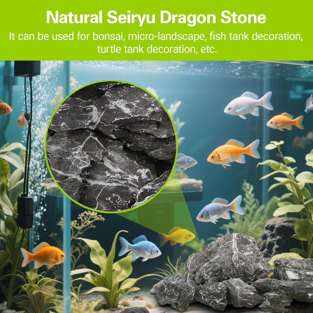 Seiryu Dragon Stone 11 Pound for Aquarium, Natural Perforated Fish Tank Decorative Stone for Freshwater Prawn/Paddle Tank and Reptile Terrarium Hardlandscapes (3-8 inch)