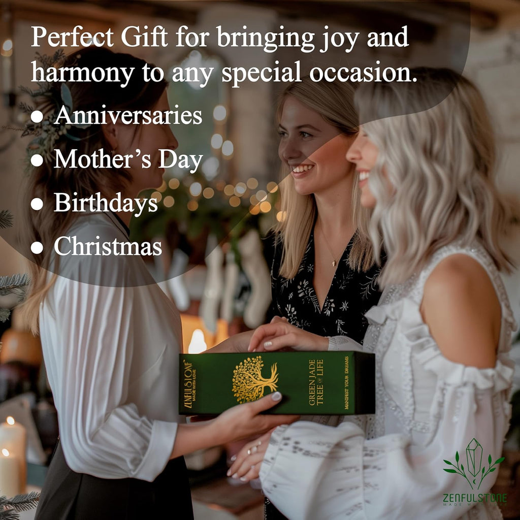 Green Jade Crystal Tree of Life for Luck & Prosperity Decor for Home and Office | Handmade Bonsai for Wealth & Balance and Good Fortune | Perfect Well-Being Gift for Loved Ones