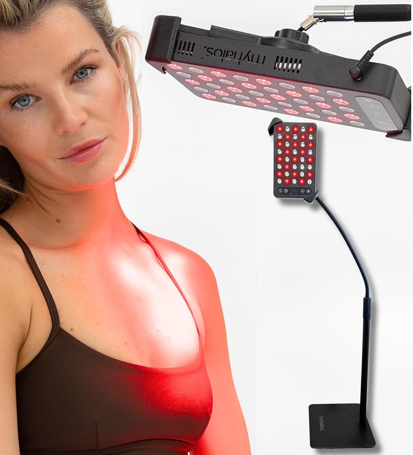MyHalos Medical Grade Red Light Therapy Panel with Stand - 660nm & 850nm Near Infrared Light Therapy Device for Face & Body - LED Therapy Lamp for Pain Relief & Skin Rejuvenation
