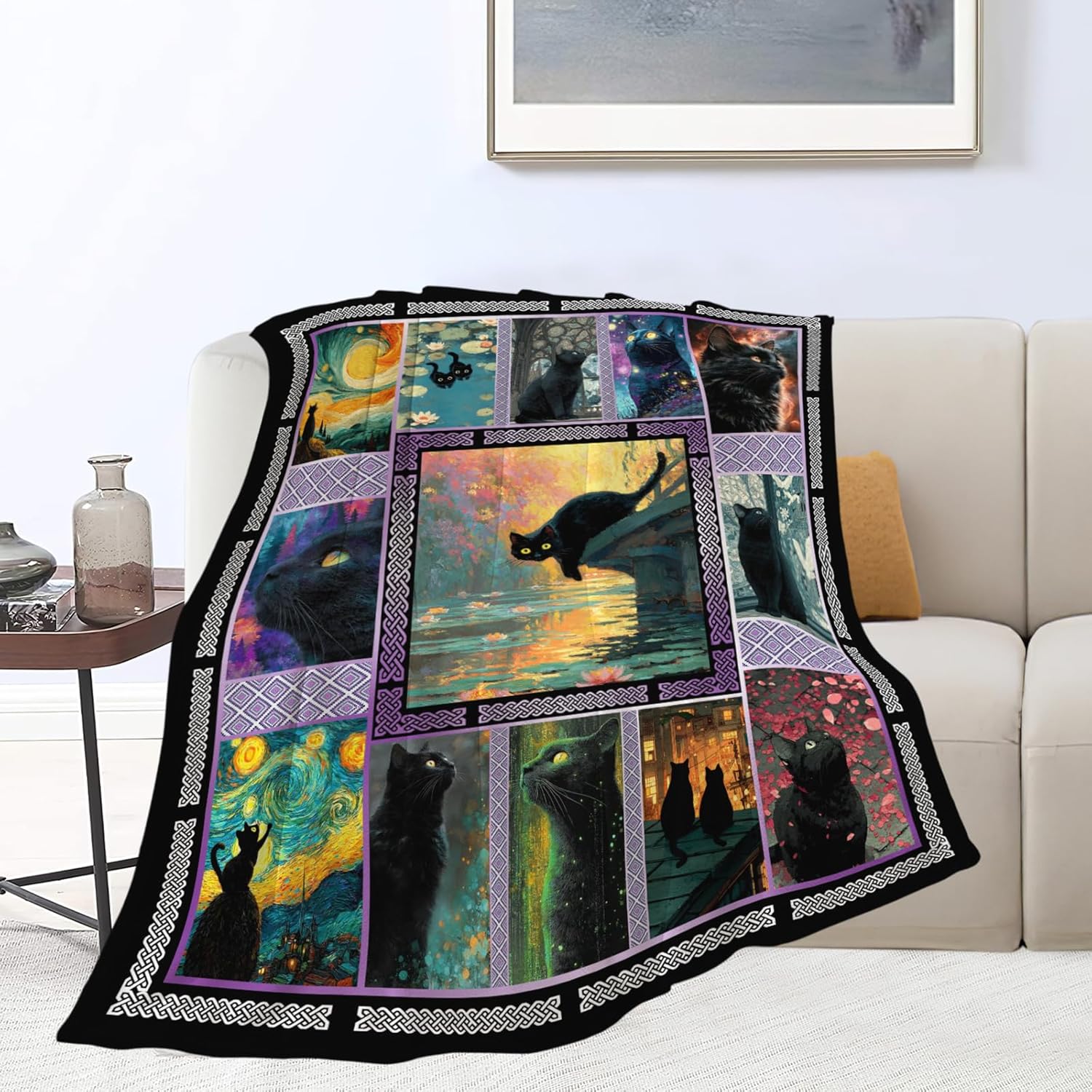 Cat Throw Blanket Cat Stuff Gifts for Kids Girls Boys Adults Women Men Soft Cozy Warm Plush Fluffy Fuzzy Fleece Blanket Decor 40''X50''