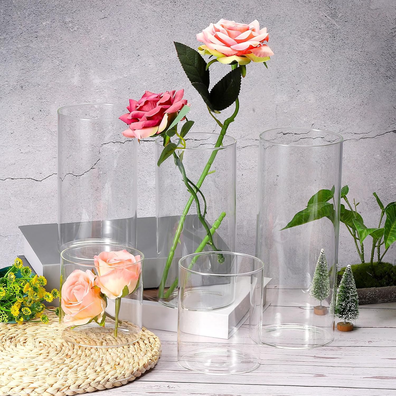 PATIKIL Clear Glass Cylinder Vase, 7.9" Tall and 3.9" Dia Tabletop Flowers Vase Floating Candle Holder Vase for Home Decor Wedding Centerpieces(47oz)